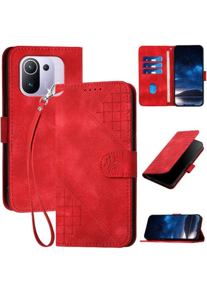 Ayrılabilir El Kayışı ile Xiaomi 11 Pro Kabartmalı Kelebek Için Flip Case (Yurt Dışından)