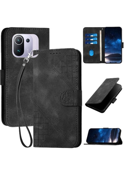 Ayrılabilir El Kayışı ile Xiaomi 11 Pro Kabartmalı Kelebek Için Flip Case (Yurt Dışından)