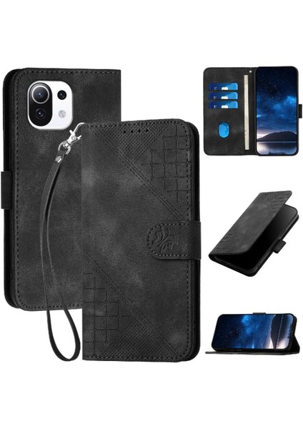 Xiaomi 11 Lite Için Flip Case Kabartmalı Kelebek Yüksek Kaliteli Deri Telefon (Yurt Dışından)
