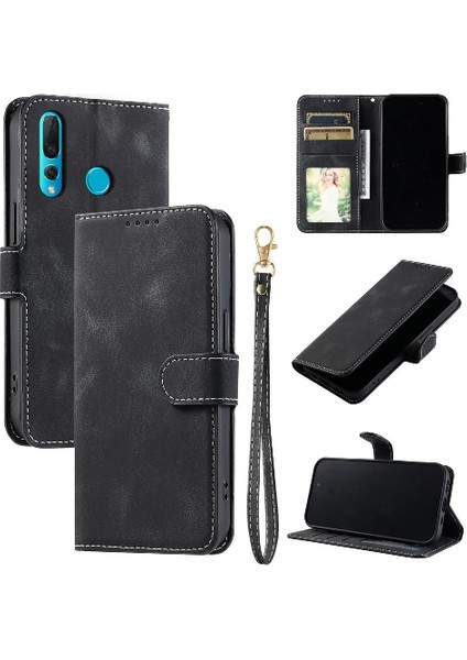 Huawei P Akıllı Artı 2019 Pu Deri Cüzdan Kart Yuvaları Bilek Için Flip Case (Yurt Dışından)