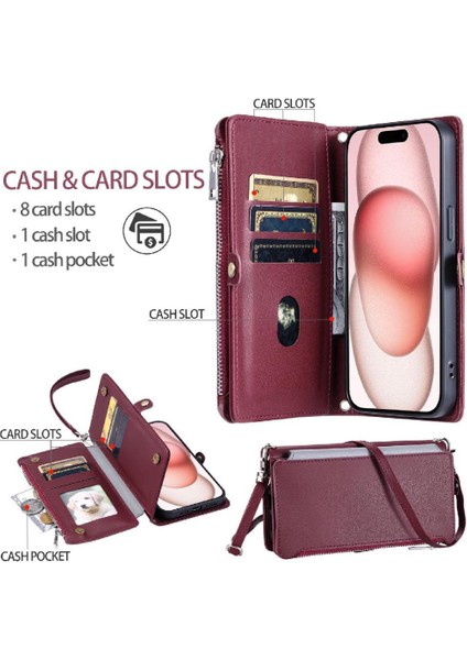 Google Piksel 8 Pro Kılıf Cüzdan Uzun Kordon 9 Kart Için Crossbody Durumda (Yurt Dışından)