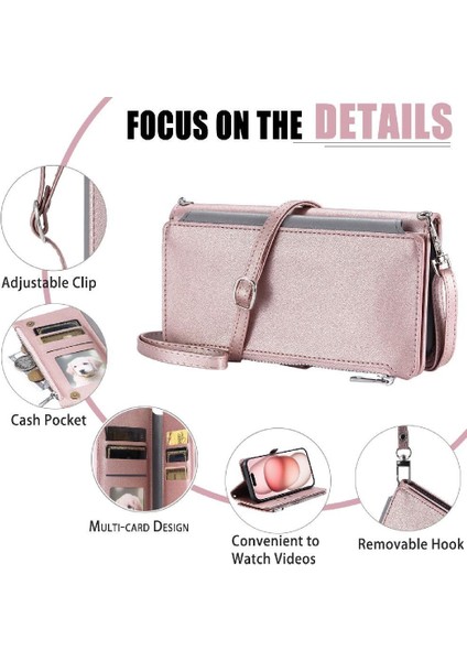 IPhone 14 Için Crossbody Durumda Artı Durumda Cüzdan 9 Kart Yuvaları Fermuar Faturaları (Yurt Dışından) fırsatları