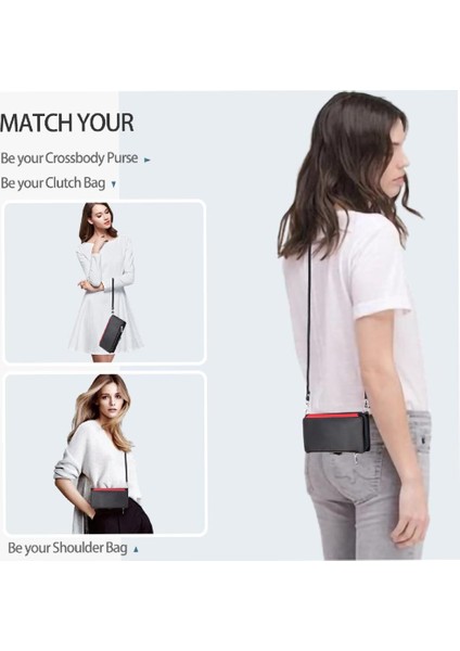 Crossbody Durumda IPhone 13 Mini Fermuar Faturaları Yuvası Durumda Cüzdan Uzun 9 (Yurt Dışından) modelleri