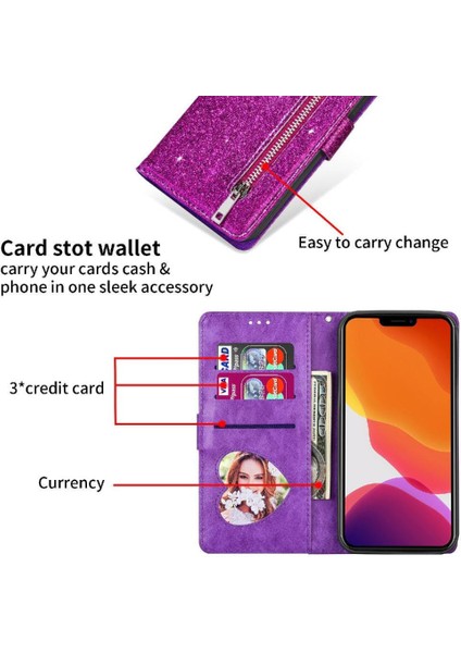 IPhone 14 Için Fermuar Cep Durumda Kart Tutucu Pu Deri Manyetik Kapatma (Yurt Dışından) fırsatları