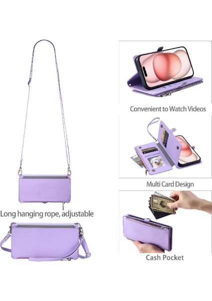 IPhone 11 Pro Max Rfıd Engelleme Için Crossbody Durumda 9 Kart Yuvaları Fermuar (Yurt Dışından) fırsatları