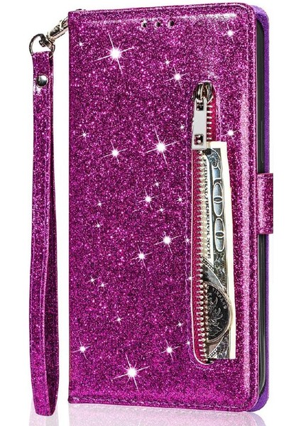 IPhone 15 Için Fermuar Cep Durumda Artı Glitter Cüzdan Kılıf Manyetik Pu (Yurt Dışından) fırsatları