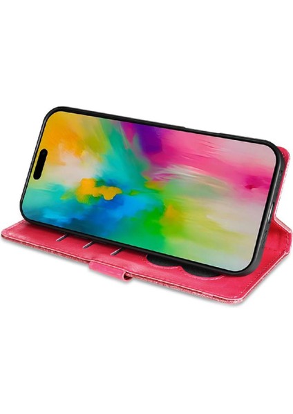 Colorful Shop IPhone 16 Pro Pu Deri Manyetik Kapatma Glitter Için Fermuarlı Cebi Durumda (Yurt Dışından)