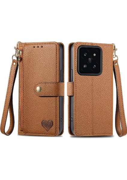 Xiaomi 14T Darbeye Fermuar Cüzdan Deri Kılıf Aşk Için Flip Case (Yurt Dışından)