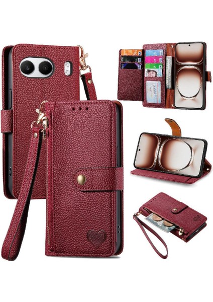 Oneplus Nord 4 Için Flip Case Darbeye Aşk Deri Kılıf Cüzdan Fermuar (Yurt Dışından)