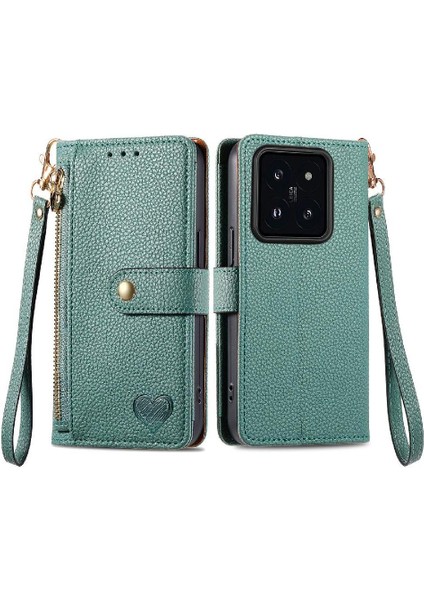 Xiaomi 14T Darbeye Fermuar Cüzdan Deri Kılıf Aşk Için Flip Case (Yurt Dışından)