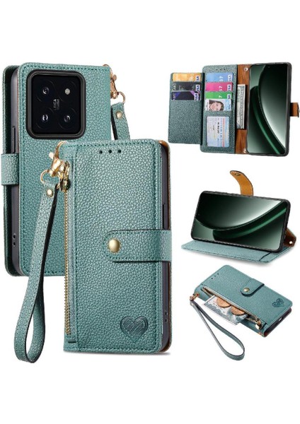 Xiaomi 14T Darbeye Fermuar Cüzdan Deri Kılıf Aşk Için Flip Case (Yurt Dışından)