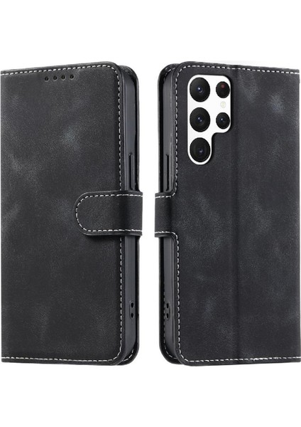 Samsung Galaxy S23 Ultra Manyetik Bilek Kayışı Cüzdan Kart Pu Için Flip Case (Yurt Dışından)