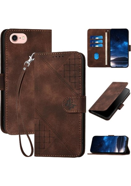 Ayrılabilir El Kayışı ile IPhone 7/8 ve Kredi Kartı Yuvası Için Flip Case (Yurt Dışından)