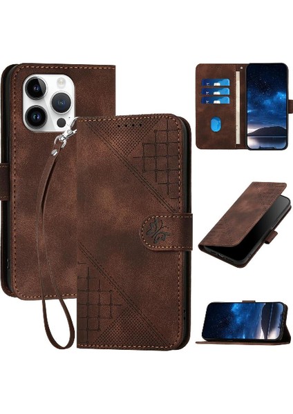 Ayrılabilir El ile IPhone 13 Pro Max Kabartmalı Kelebek Için Flip Case (Yurt Dışından)