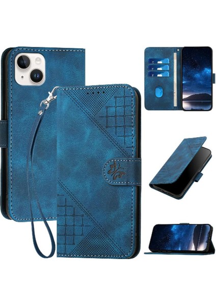 IPhone 15 Için Flip Case Kabartmalı Kelebek Yüksek Kaliteli Deri Telefon Kılıfı (Yurt Dışından)
