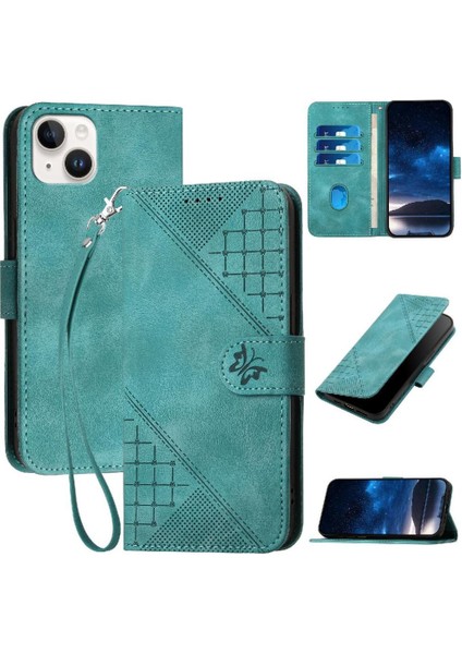 IPhone 15 Için Flip Case Kabartmalı Kelebek Yüksek Kaliteli Deri Telefon Kılıfı (Yurt Dışından)
