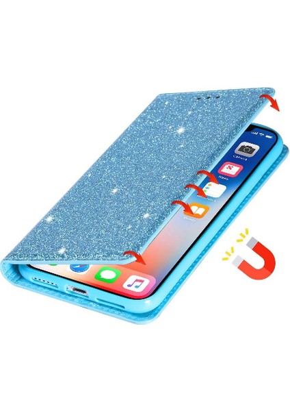 IPhone 11 Için Glitter Flip Case Pro Flip Case Cüzdan Pu Deri Manyetik (Yurt Dışından) modelleri