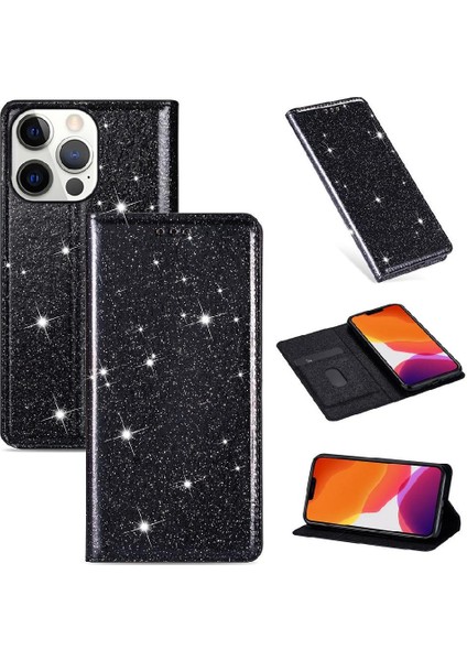 IPhone 13 Için Glitter Flip Case Pro Flip Case Cüzdan Kart Tutucu Manyetik (Yurt Dışından)