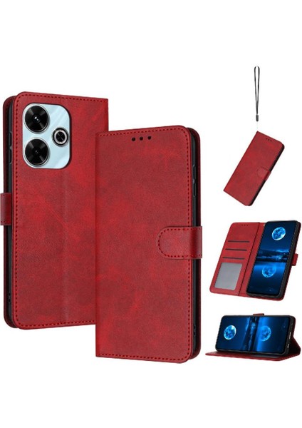 Toka Saf Renk Kickstand Pu ile Xiaomi Poco M6 4g Için Flip Case (Yurt Dışından)