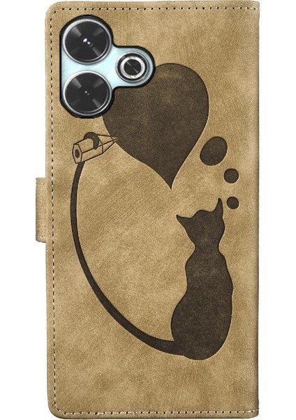 Xiaomi Poco M6 4g Için Flip Case Kabartmalı Sevimli Kedi Tutucu Kapak Cüzdan (Yurt Dışından)