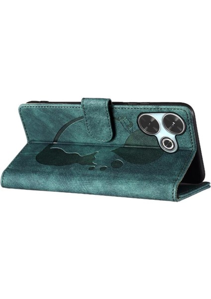 Xiaomi Poco M6 4g Için Flip Case Kabartmalı Sevimli Kedi Tutucu Kapak Cüzdan (Yurt Dışından)