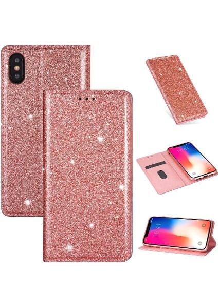 IPhone Xr Manyetik Kapatma Flip Case Cüzdan Pu Kart Için Glitter Flip Case (Yurt Dışından)