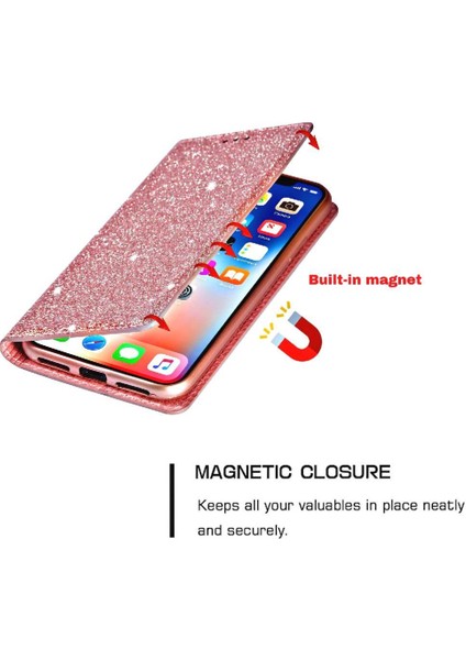 Glitter Flip Case IPhone 11 Pro Max Flip Case Cüzdan Kart Tutucu Pu (Yurt Dışından)