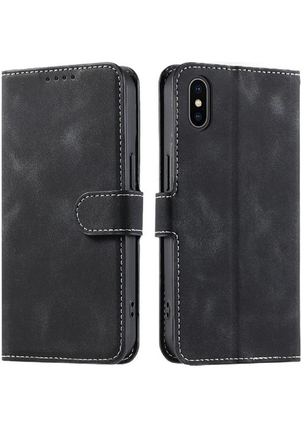 IPhone Xs Max Manyetik Cüzdan Kart Yuvaları Için Flip Case Bilek Kayışı Pu (Yurt Dışından)