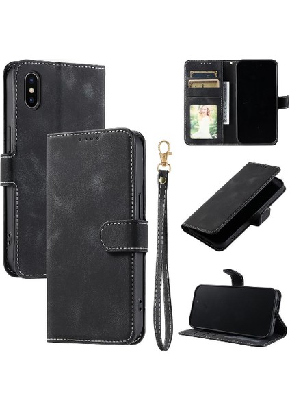 IPhone Xs Max Manyetik Cüzdan Kart Yuvaları Için Flip Case Bilek Kayışı Pu (Yurt Dışından) indirimleri