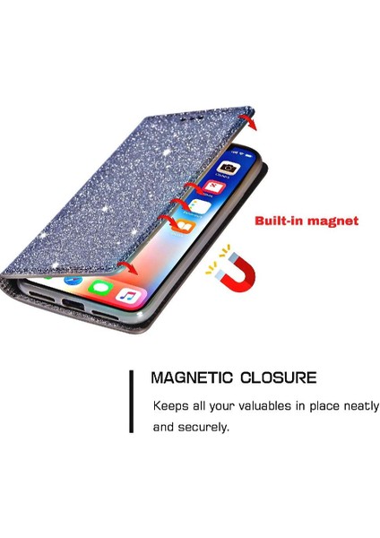 IPhone Xr Manyetik Kapatma Flip Case Cüzdan Pu Kart Için Glitter Flip Case (Yurt Dışından) fiyatları