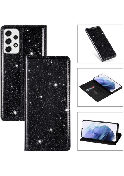 Samsung Galaxy A33 5g Manyetik Kapatma Pu Deri Için Glitter Flip Case (Yurt Dışından)