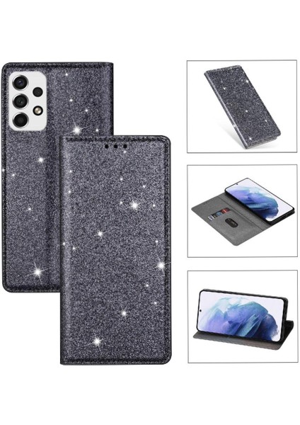 Samsung Galaxy A33 5g Manyetik Kapatma Pu Deri Için Glitter Flip Case (Yurt Dışından)