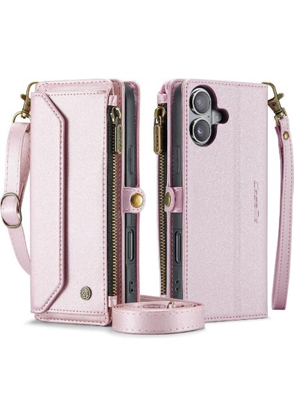 IPhone 16 Için Crossbody Durumda Fermuar Faturaları Yuvası Rfıd Engelleme Cüzdan Kılıf (Yurt Dışından)