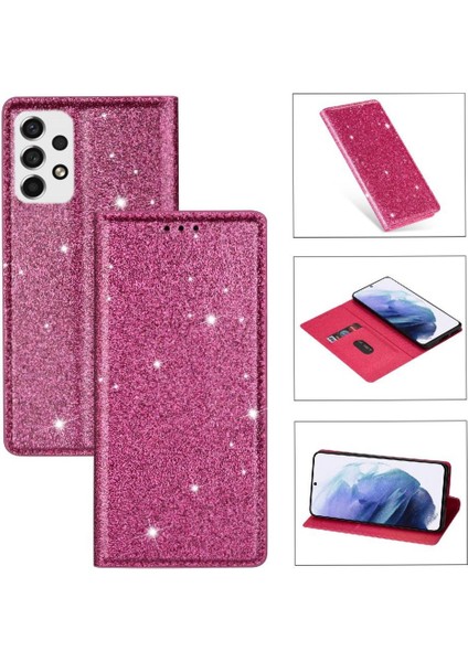Samsung Galaxy A33 5g Manyetik Kapatma Pu Deri Için Glitter Flip Case (Yurt Dışından)