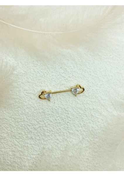 Cerrahi Çelik Altın Rengi Göğüs Ucu Piercing Küpe