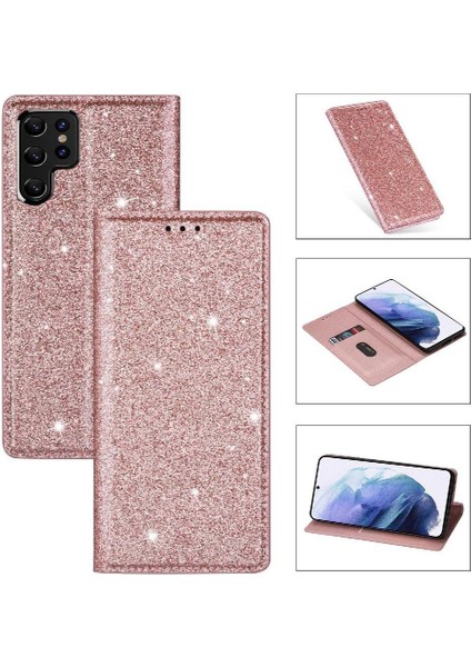 Samsung Galaxy S22 Ultra 5g Için Glitter Flip Case Pu Deri Flip Case (Yurt Dışından)