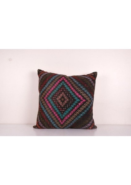 Çizgili El Dokuma Kilim Kırlent Kılıf 72 x 72 cm