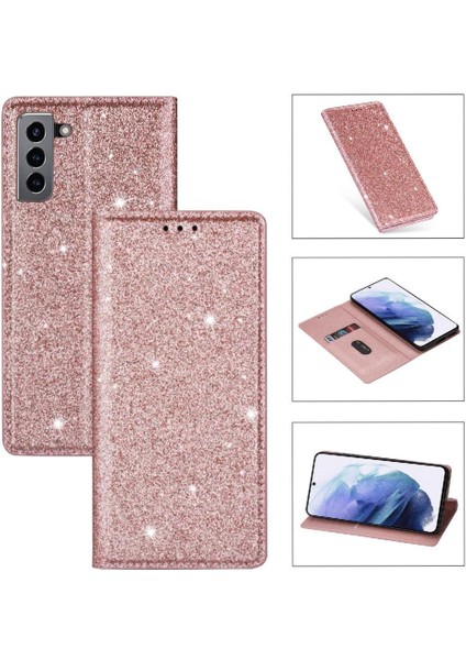 Samsung Galaxy S21 Için Glitter Flip Case 5g Flip Case Cüzdan Pu Deri (Yurt Dışından)