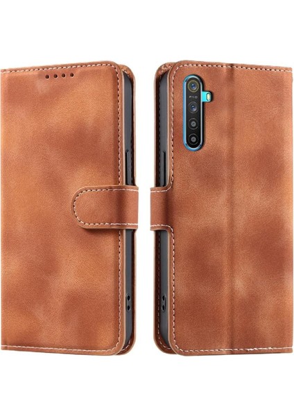 Realme 6 Pro Bilek Kayışı Cüzdan Kart Yuvaları Pu Deri Için Flip Case (Yurt Dışından)