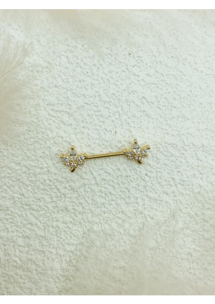 Cerrahi Çelik Altın Rengi Göğüs Ucu Piercing Küpe
