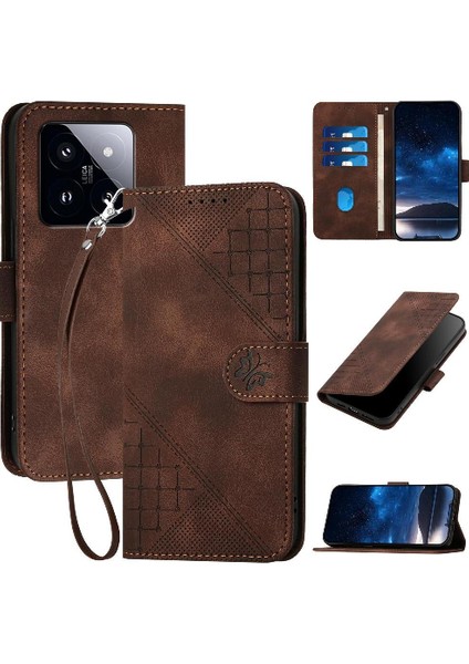 Xiaomi 14 Pro Yüksek Kalite Deri Telefon Kılıfı ve Kredi Için Flip Case (Yurt Dışından)