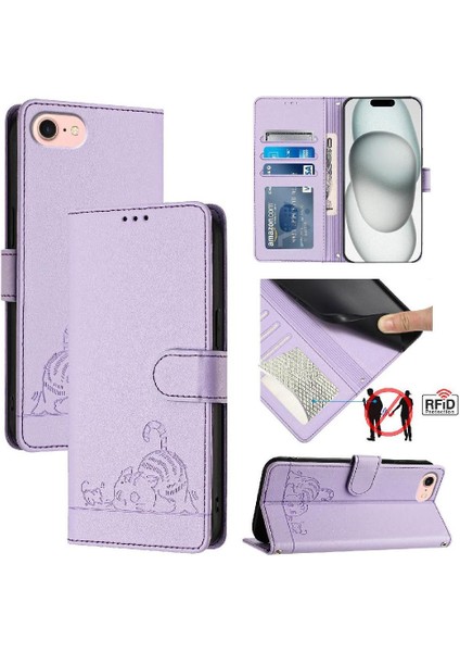 IPhone Se 4 Kedi Rfıd Kart Yuvası Tutucu Için Kickstand Cüzdan Kapak Çevirin (Yurt Dışından)