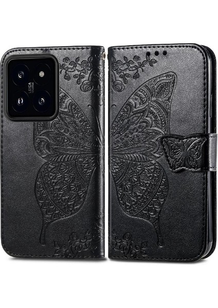 Xiaomi 14T Kelebek Kanat Çok Renkli Cüzdan Iş Için Kılıf (Yurt Dışından)
