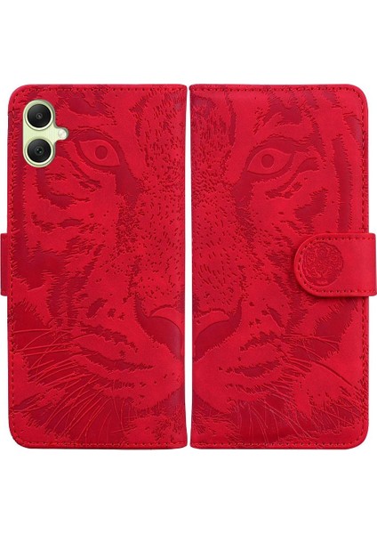 Samsung Galaxy A05 Deri Cüzdan Kabartmalı Sevimli Kaplan Için Flip Case (Yurt Dışından)