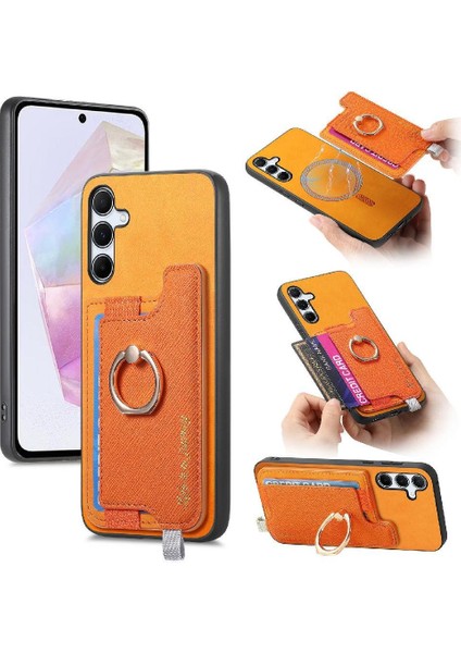 Samsung Galaxy A35 Magsafe Uyumlu Cüzdan Manyetik Halka Standı (Yurt Dışından)