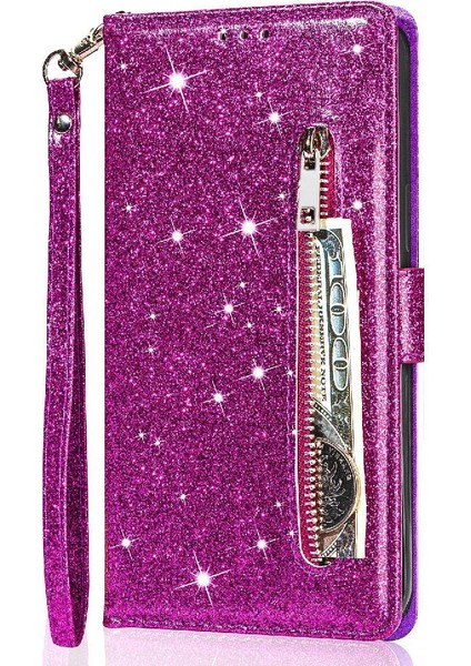 IPhone 14 Için Fermuarlı Cebi Durumda Pro Manyetik Kapatma Pu Deri Glitter (Yurt Dışından) modelleri