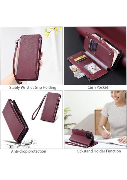 IPhone 11 Pro Max Rfıd Engelleme Için Crossbody Durumda 9 Kart Yuvaları Fermuar (Yurt Dışından)