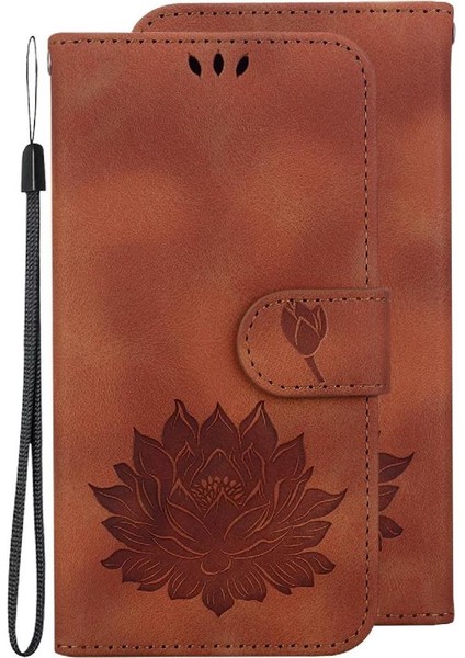 Xiaomi Redmi A3 Kickstand Manyetik Kabartma Lotus Çiçek Için Flip Case (Yurt Dışından)