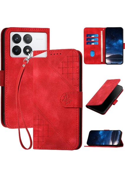 Xiaomi Redmi K70 Için Flip Case Yüksek Kalite Deri Telefon Kılıfı Kabartmalı (Yurt Dışından)