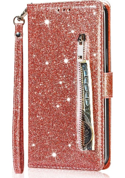 Google Piksel 6 Pro Bilek Kayışı Glitter Cüzdan Kılıf Için Fermuar Cep Kılıfı (Yurt Dışından)